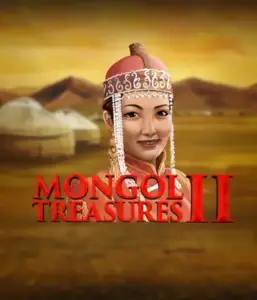 Explore the rich history of Mongolia with Mongol Treasures 2 slot by Endorphina, featuring a graceful Mongolian woman adorned in traditional attire against a pastoral Mongolian steppe backdrop. This image portrays the spirit of Mongolian history, delivering a unique gaming experience. 